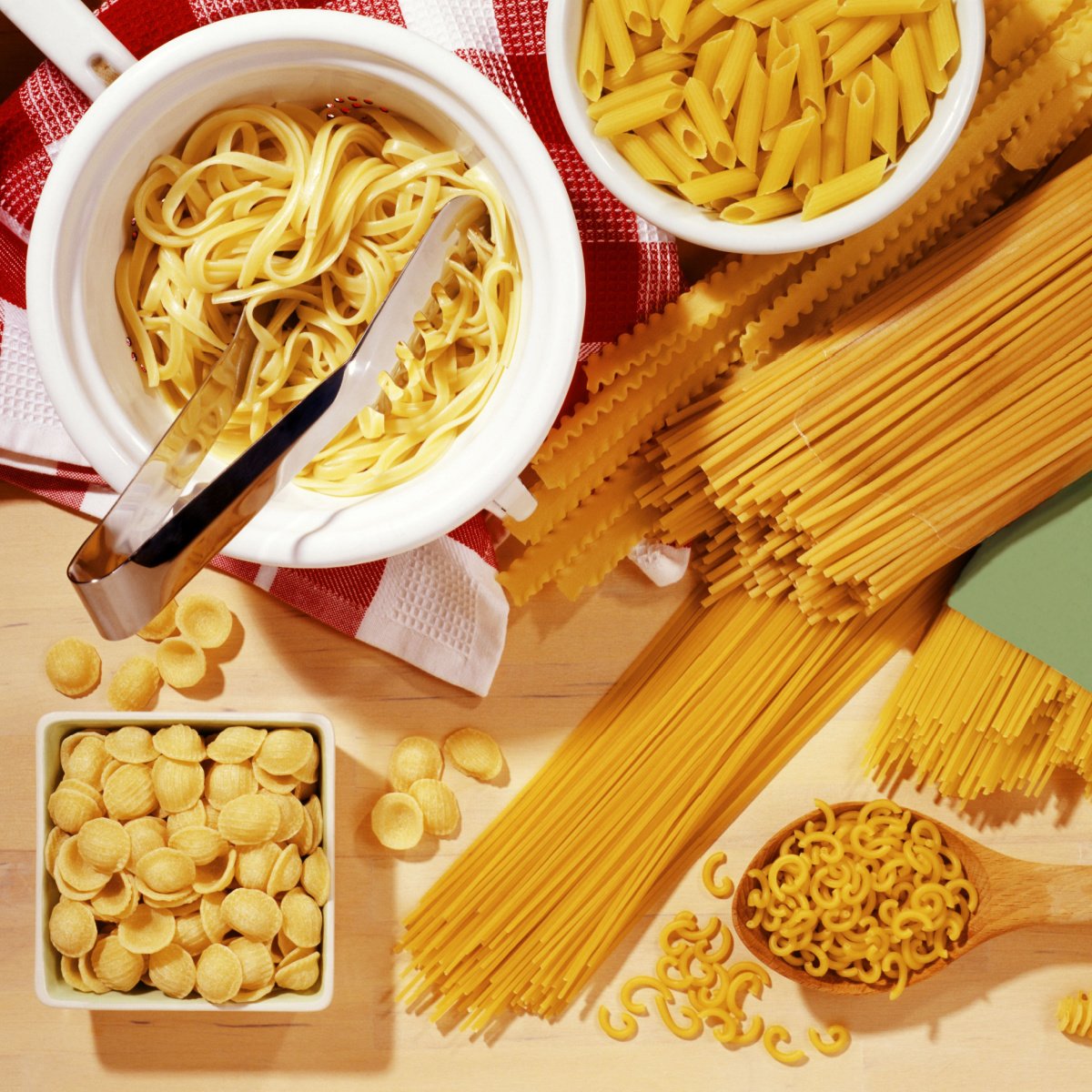 top view of different kinds of pasta