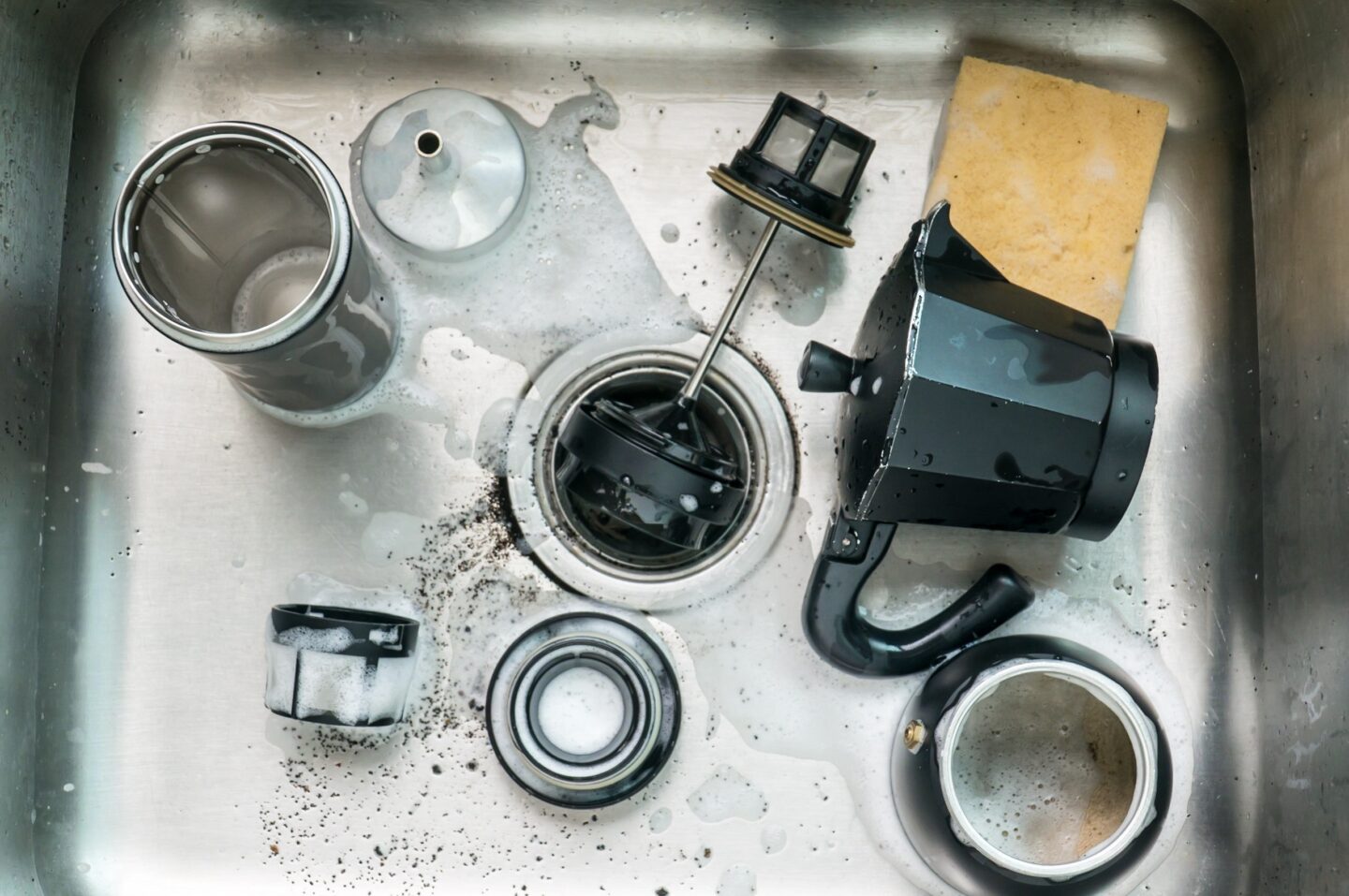 Black,Mocca,Pot,And,France,Press,Coffee,Maker,Parts,In