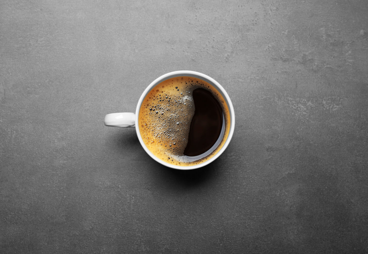 Cup,Of,Coffee,On,Grey,Background,,Top,View