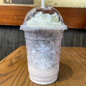 cup of starbucks oreo frappuccino secret menu drink on wooden table