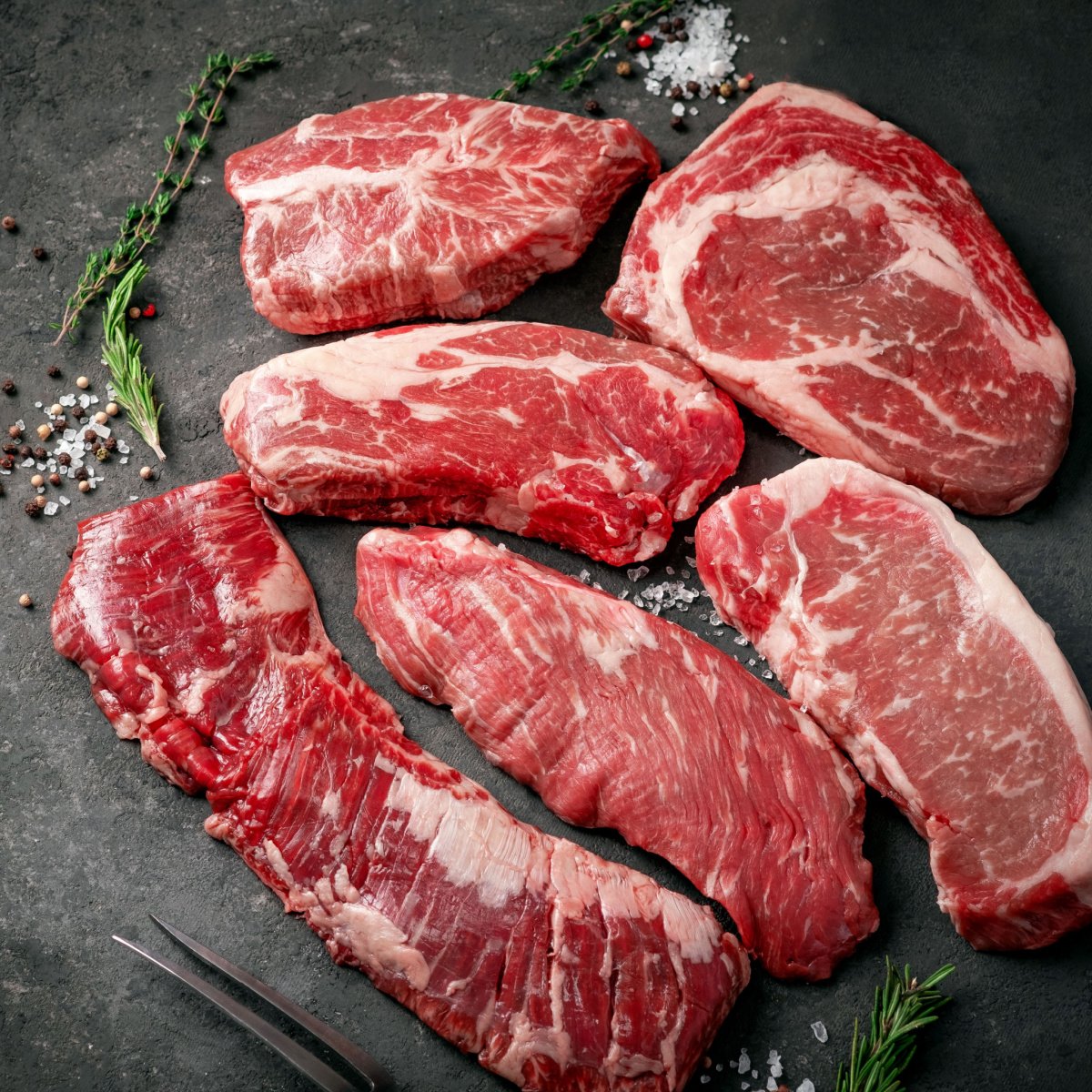different cuts of beef steaks