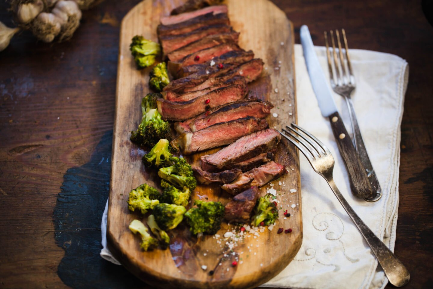 flat iron steak with broccoli