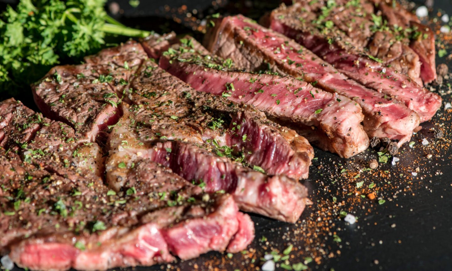 grilled flat iron steak up close