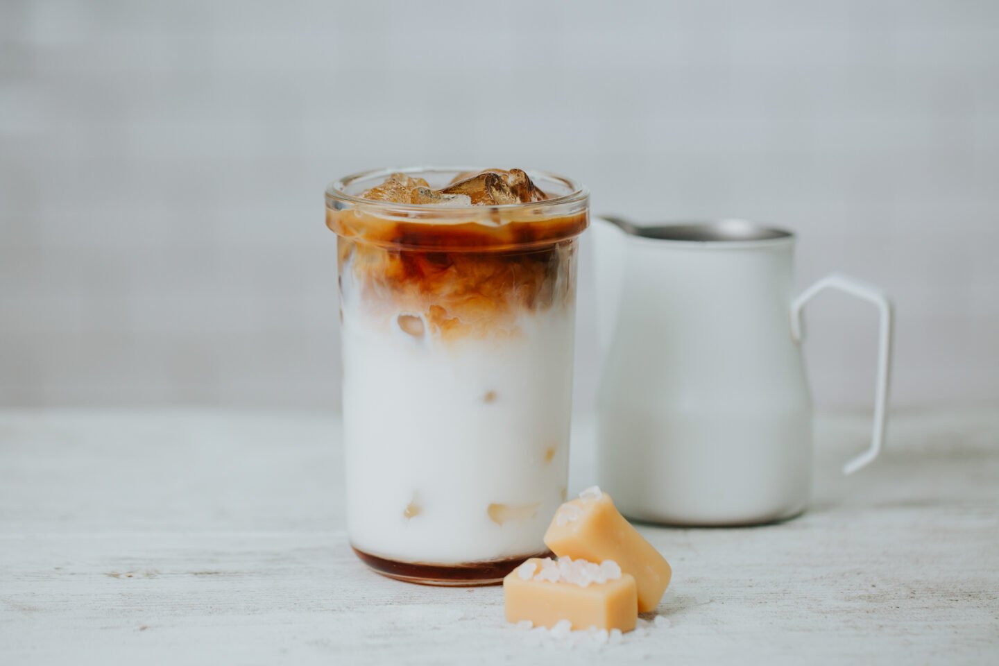 Delicious,Iced,Caramel,Coffee,Latte,In,A,Glass,With,Ice