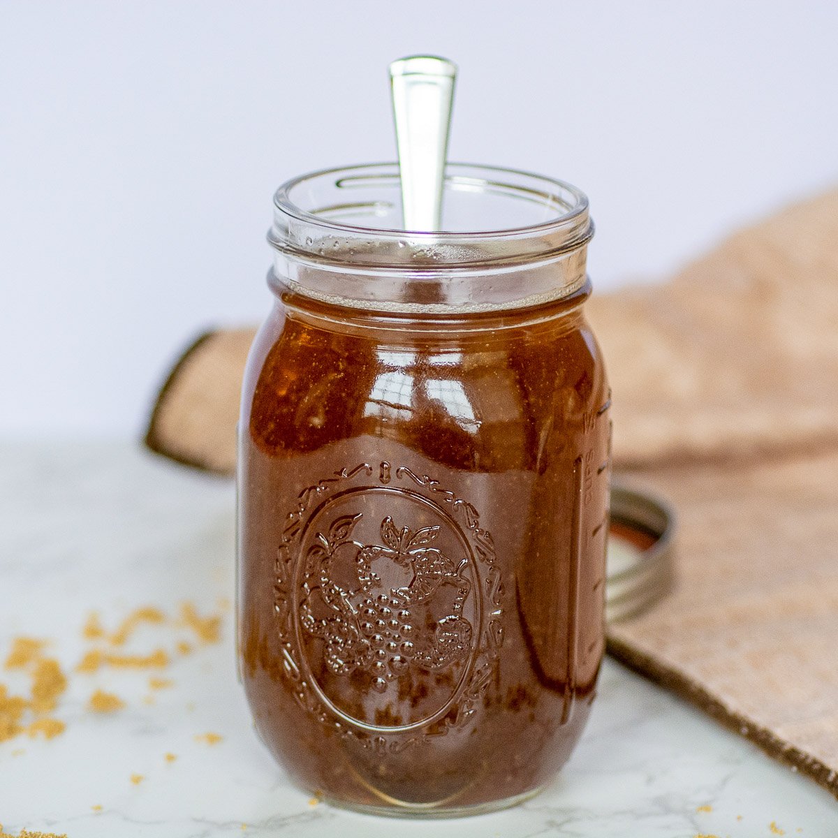 keto maple syrup in a jar