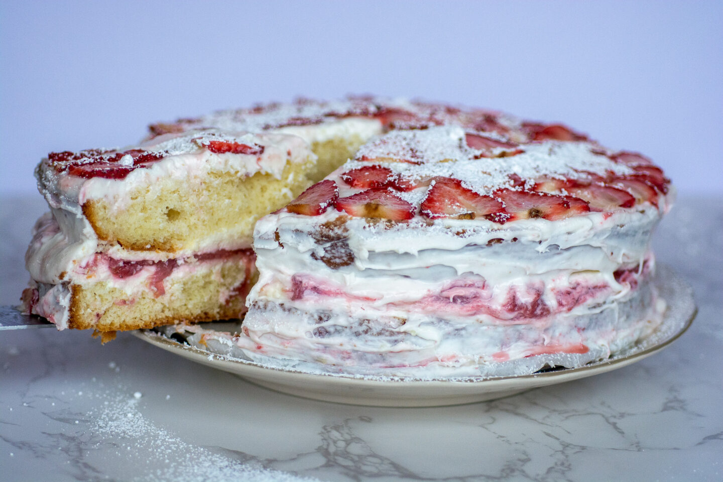 keto white cake ready to serve