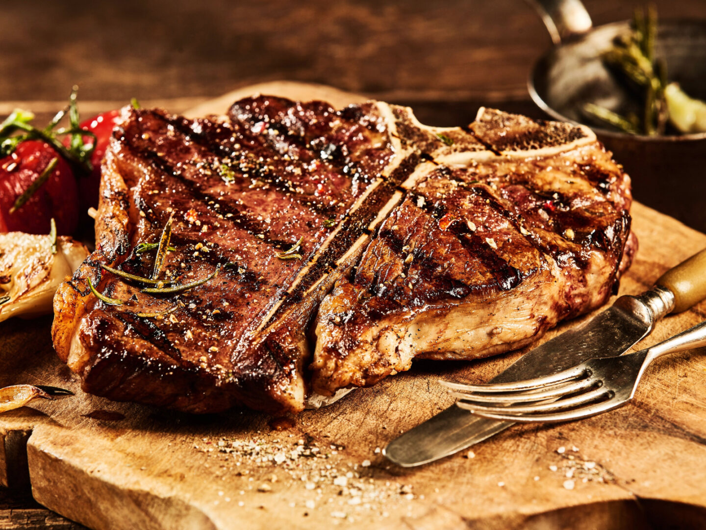 large grilled t bone steak