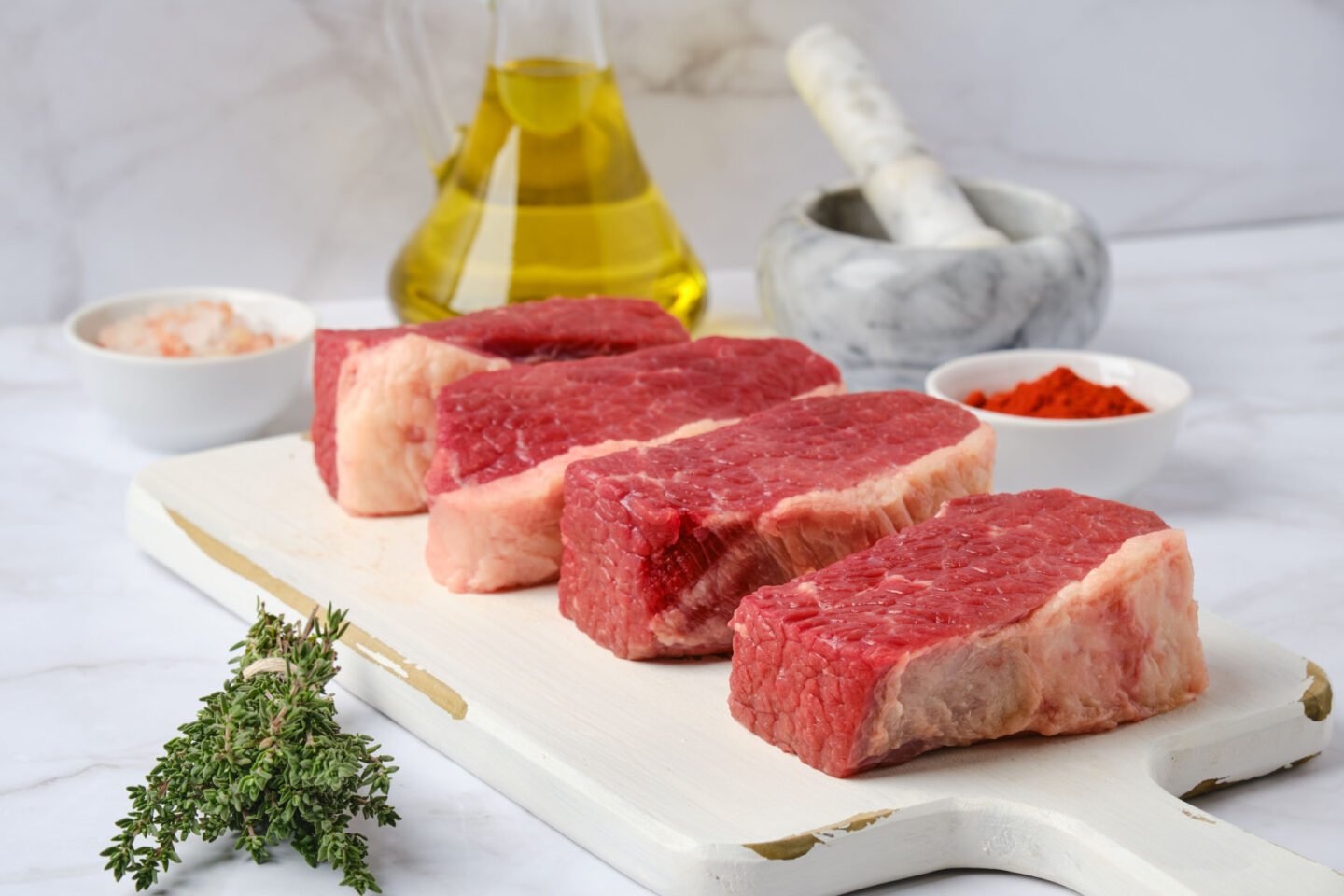 raw brisket flat steaks