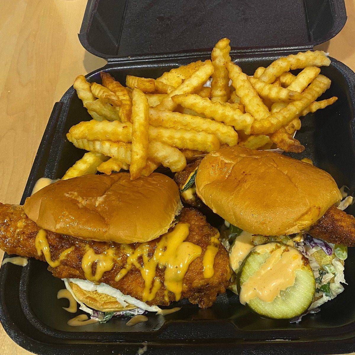 chicken slider combo from Daves Hot Chicken