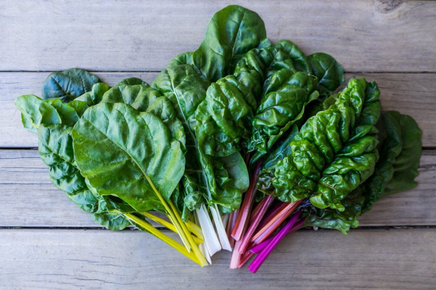 colorful swiss chards on the table