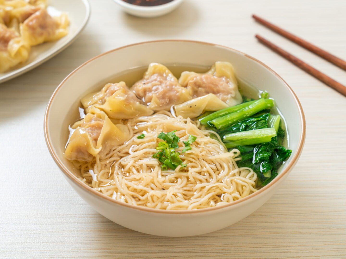 egg noodles with pork wonton soup