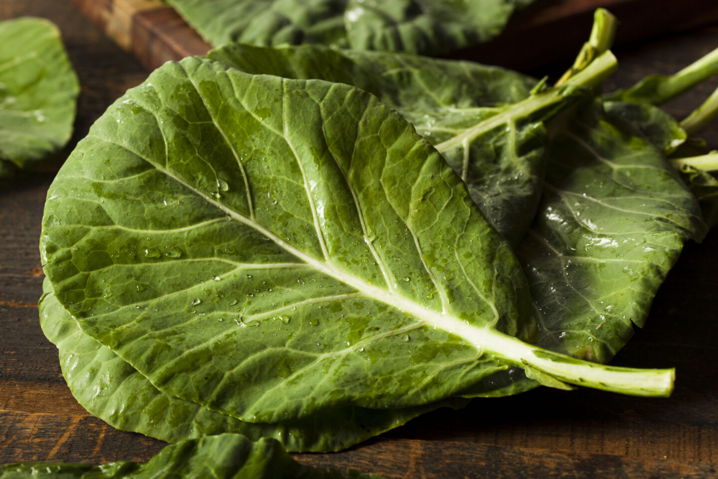 freshly washed collard greens