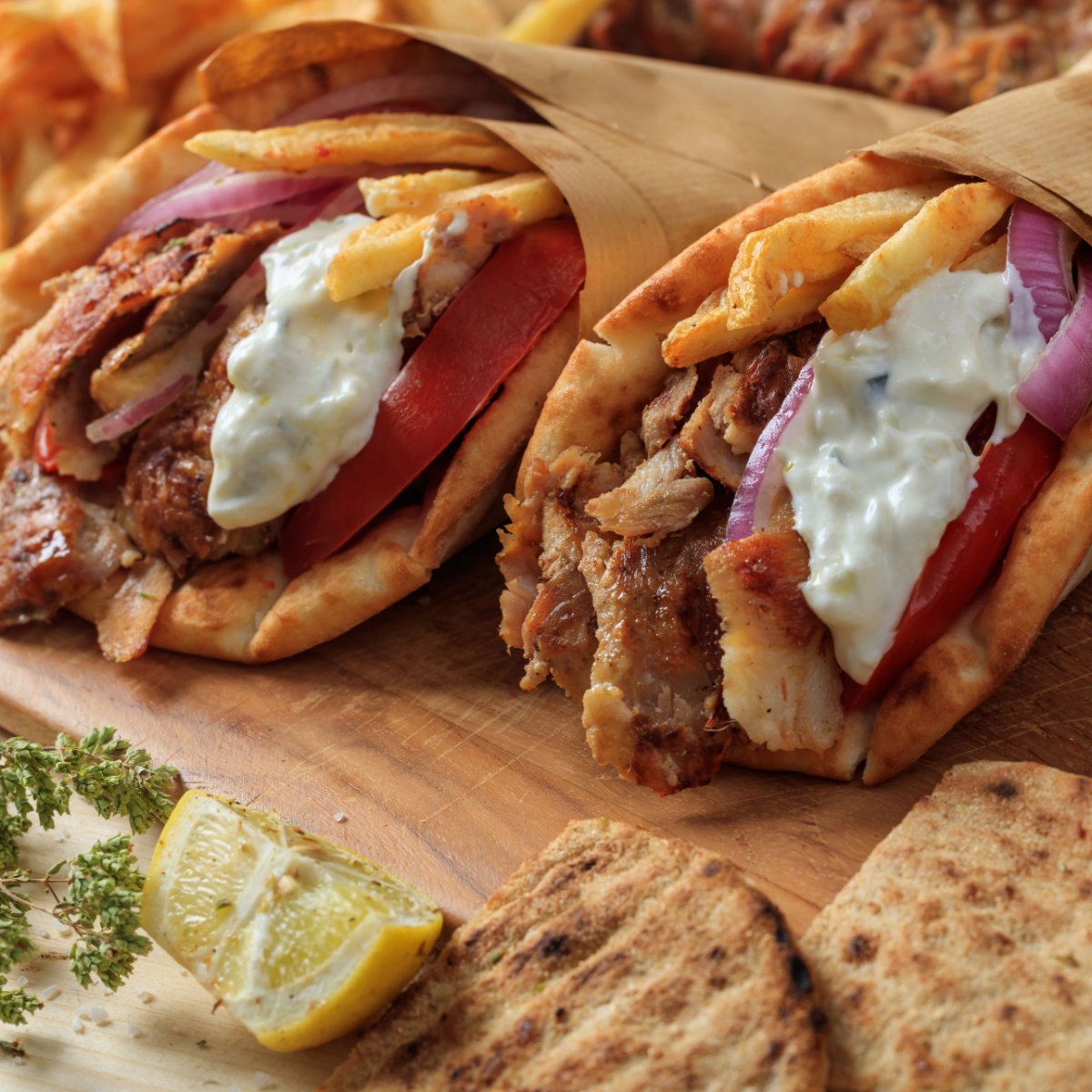 greek gyros wraps with tzatziki sauce