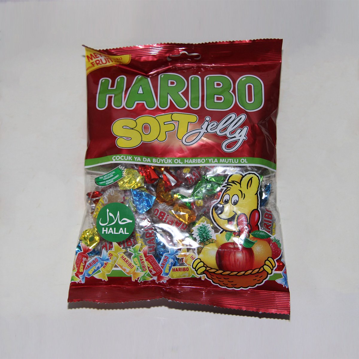 a pack of Haribo soft jelly