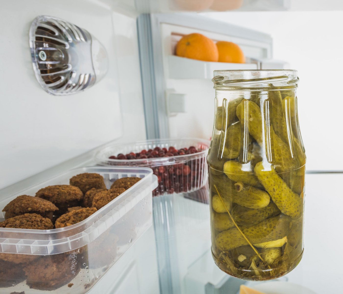 jar of pickles in the fridge