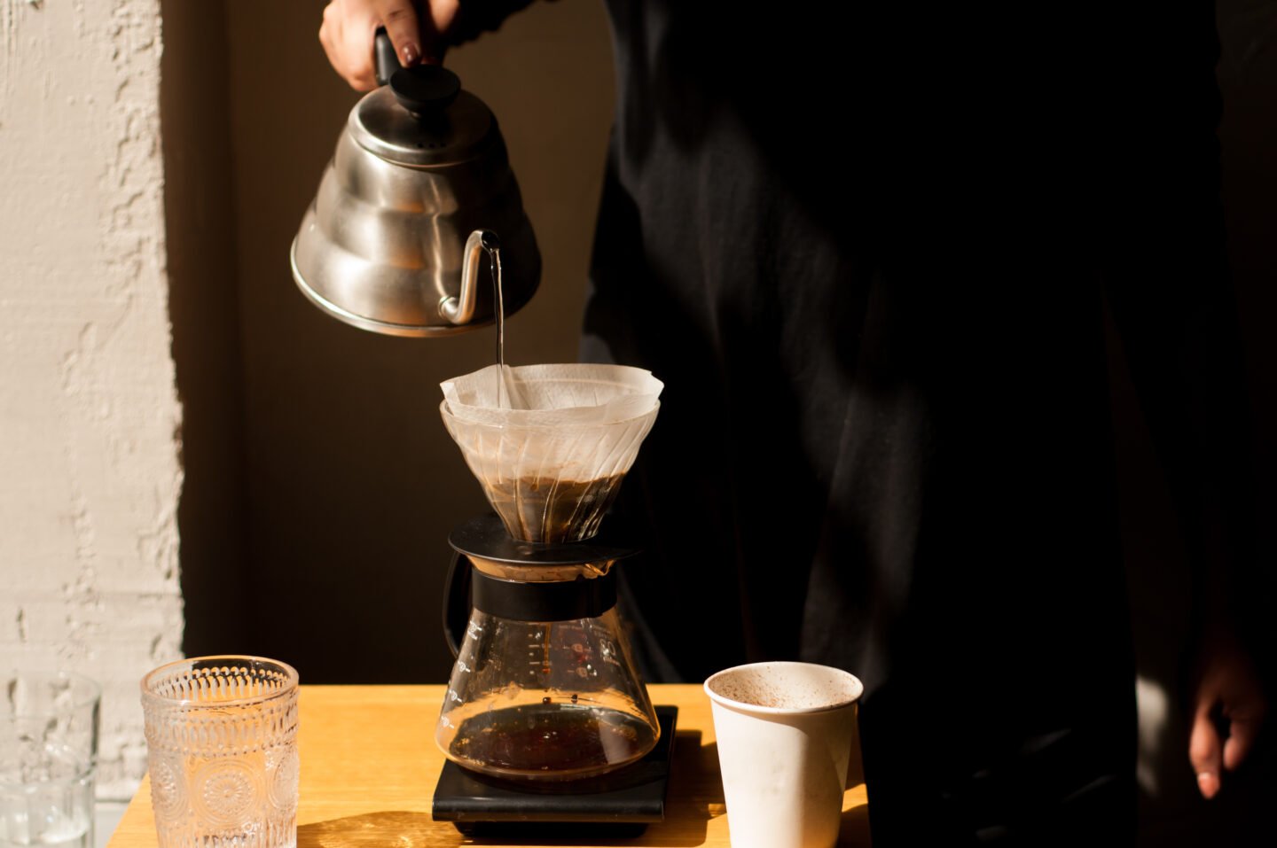 man-using-the-pour-over-coffee-brewing-method