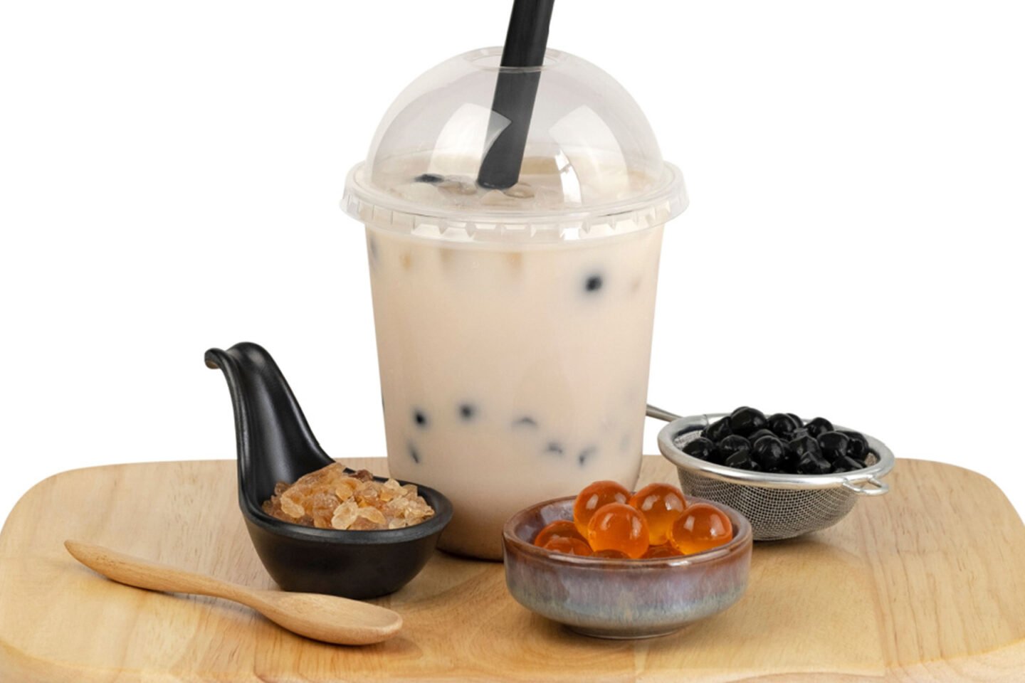 milk tea with tapioca and popping boba