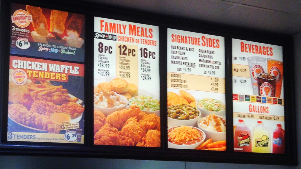 popeyes louisiana kitchen menu board