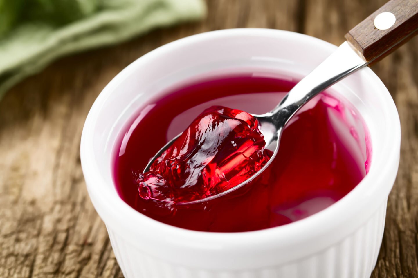 red jelly or jello in a ramekin