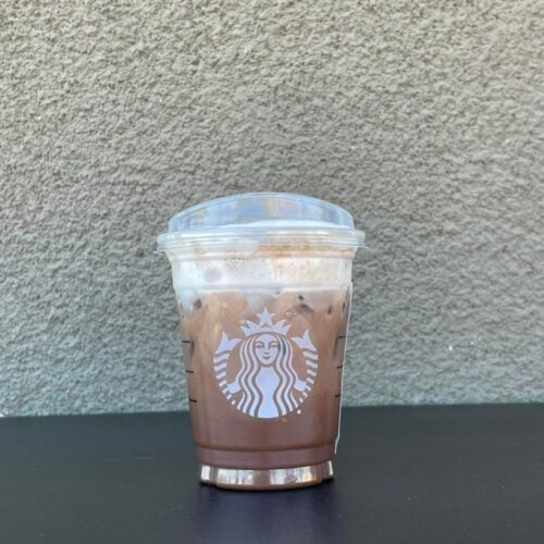 brownie drink on a dark table