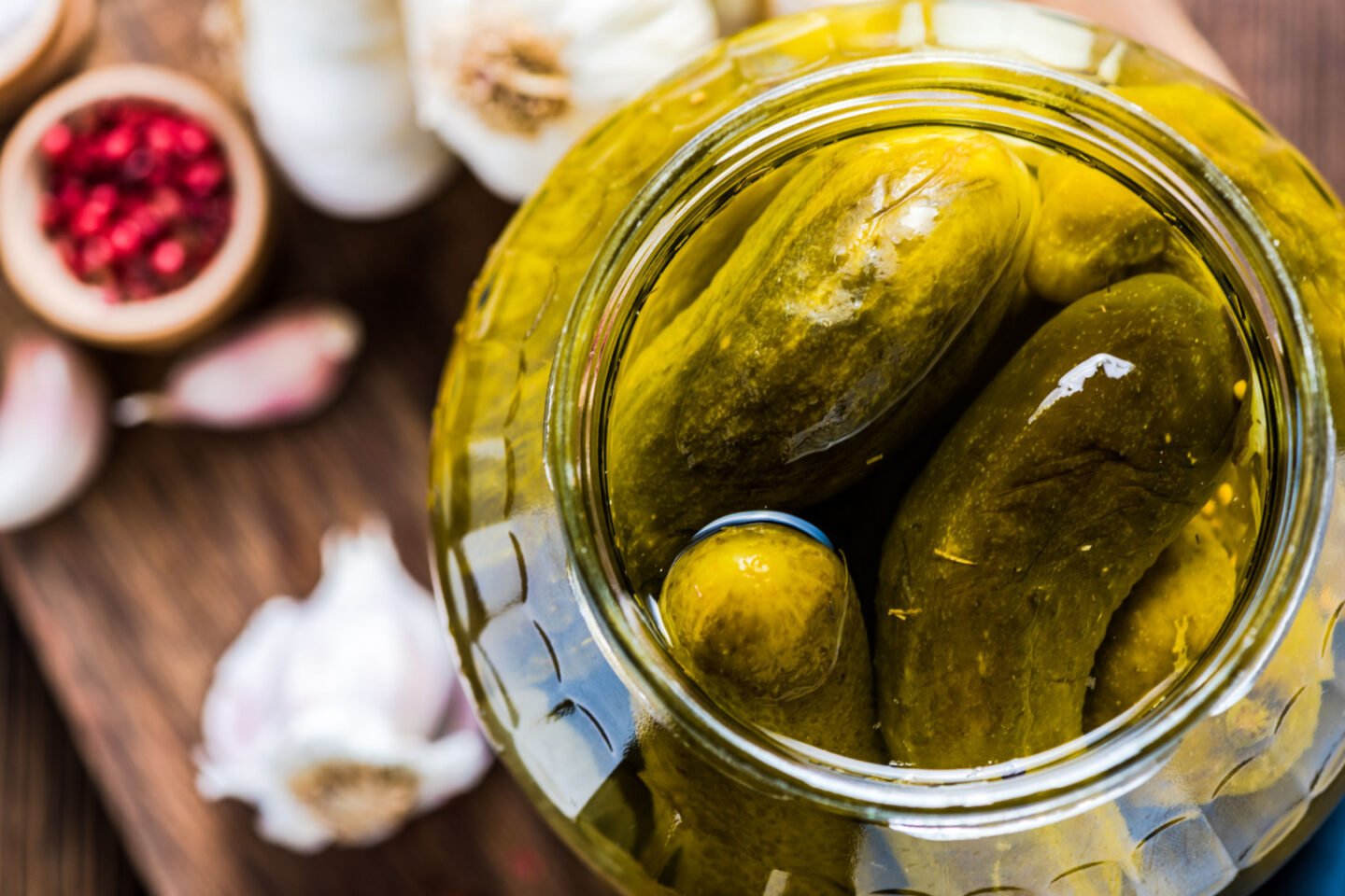 cucumbers pickled in a jar