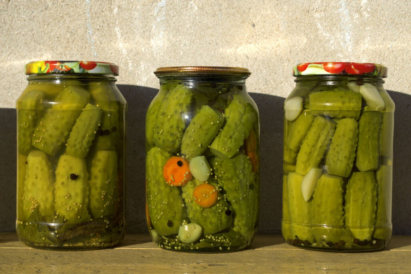 cucumbers pickled using different recipes