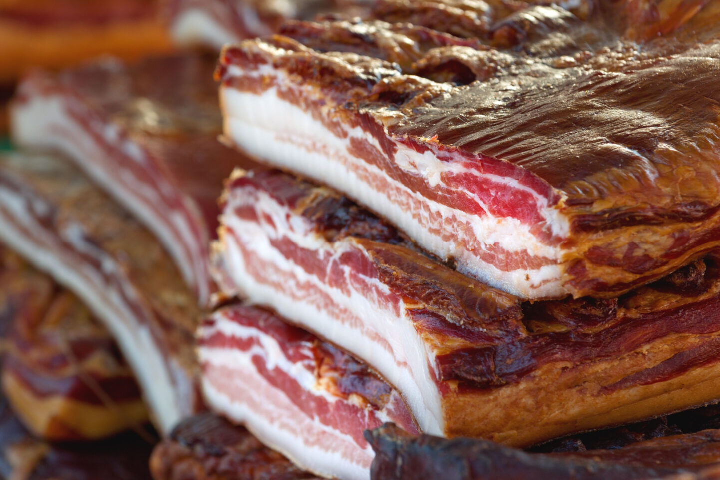 cured bacon stack