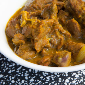 curry goat in bowl