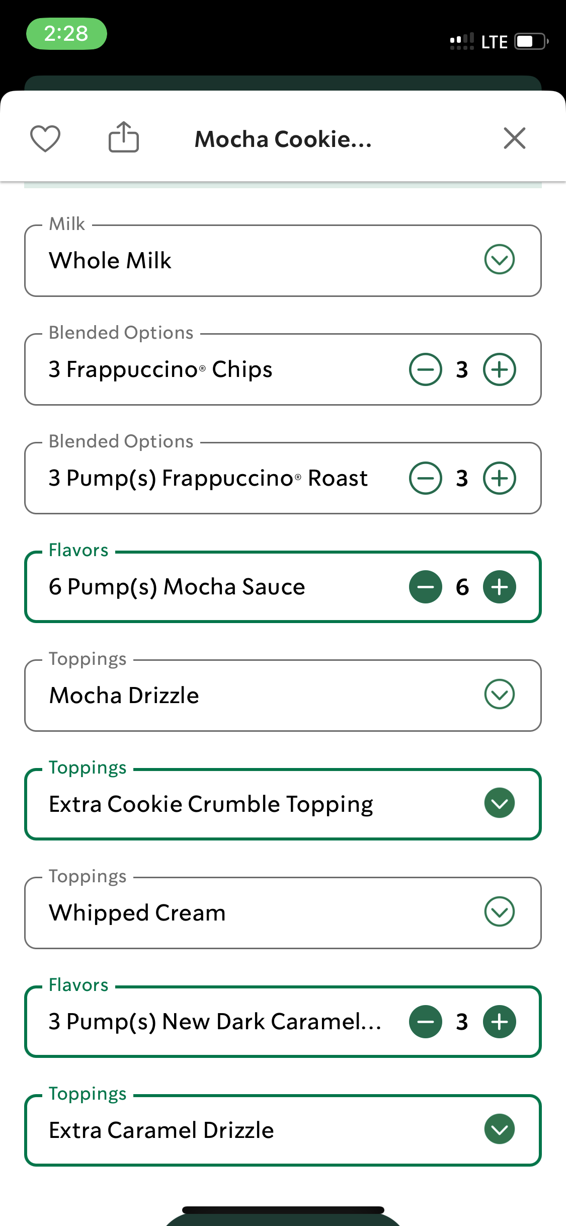 how to order marble frappe on the app