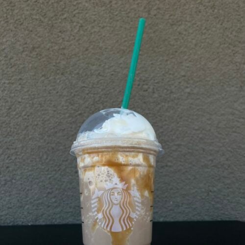 snickers frappe on a black table