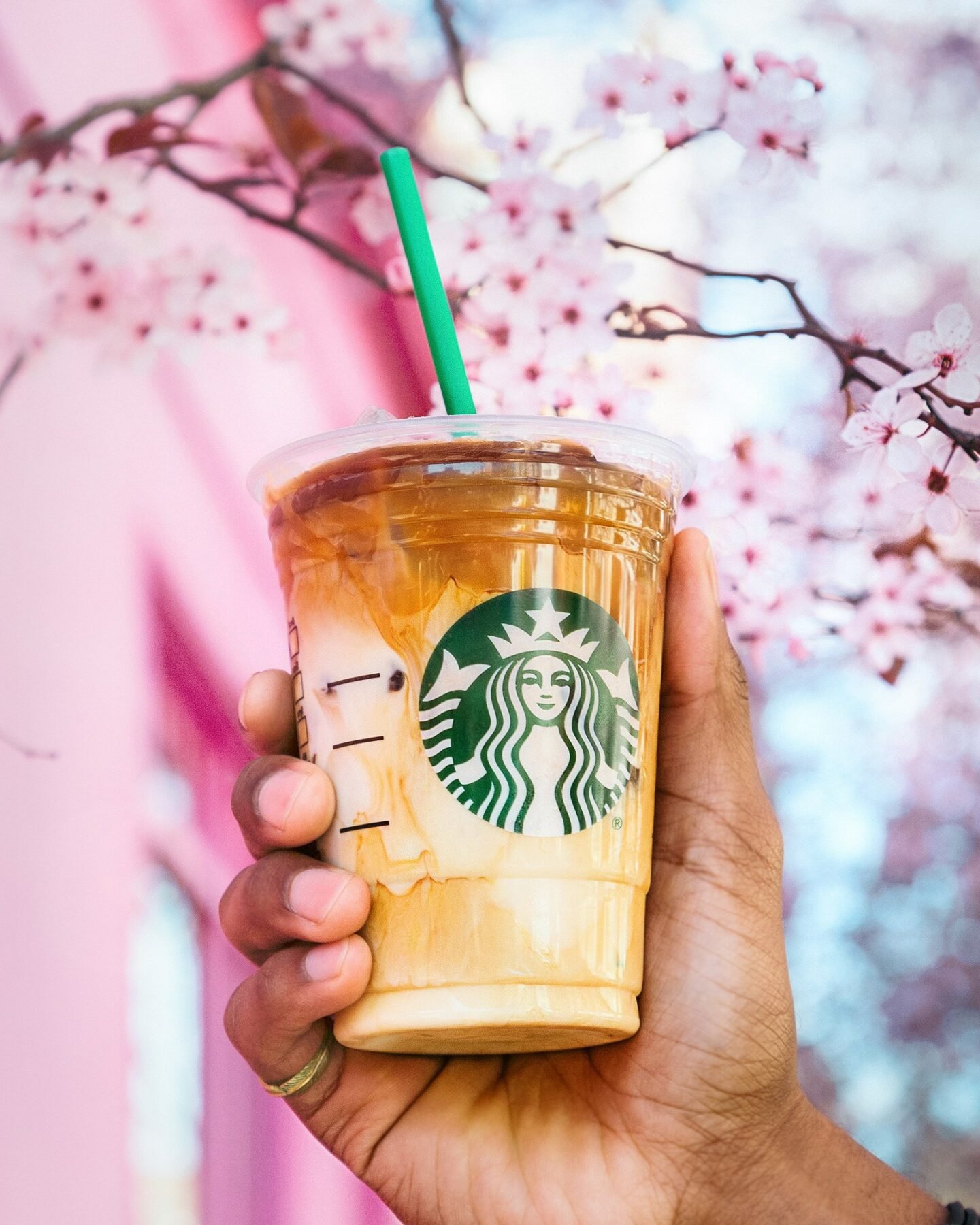 upside down iced caramel macchiato