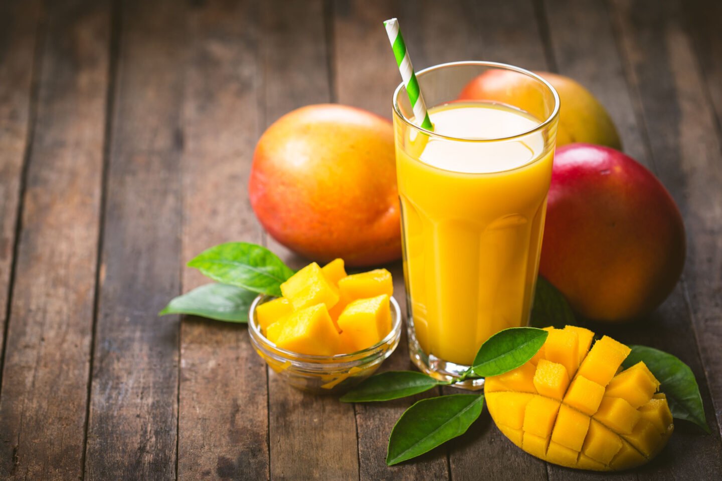 fresh mango juice with fruits