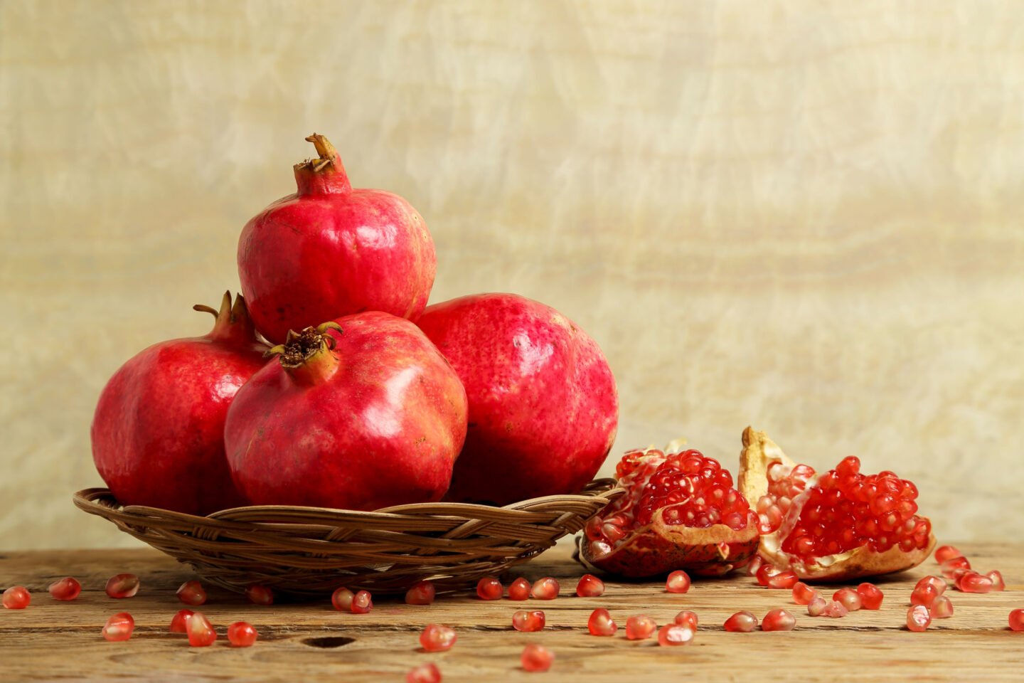 pomegranates in a basket