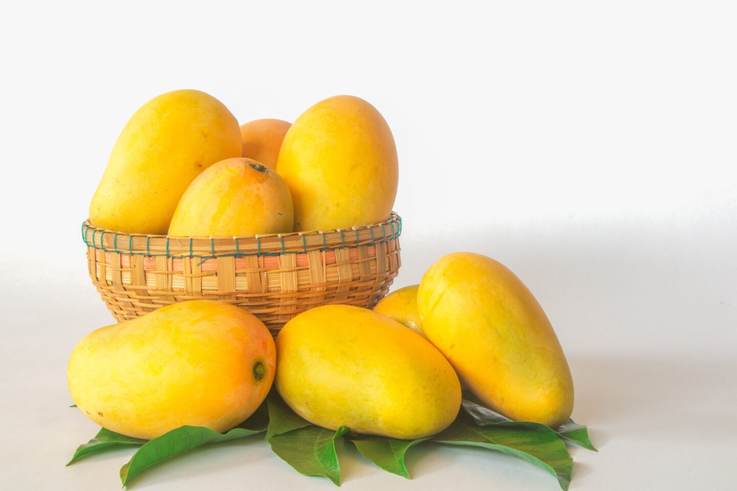 ripe mangoes in a basket