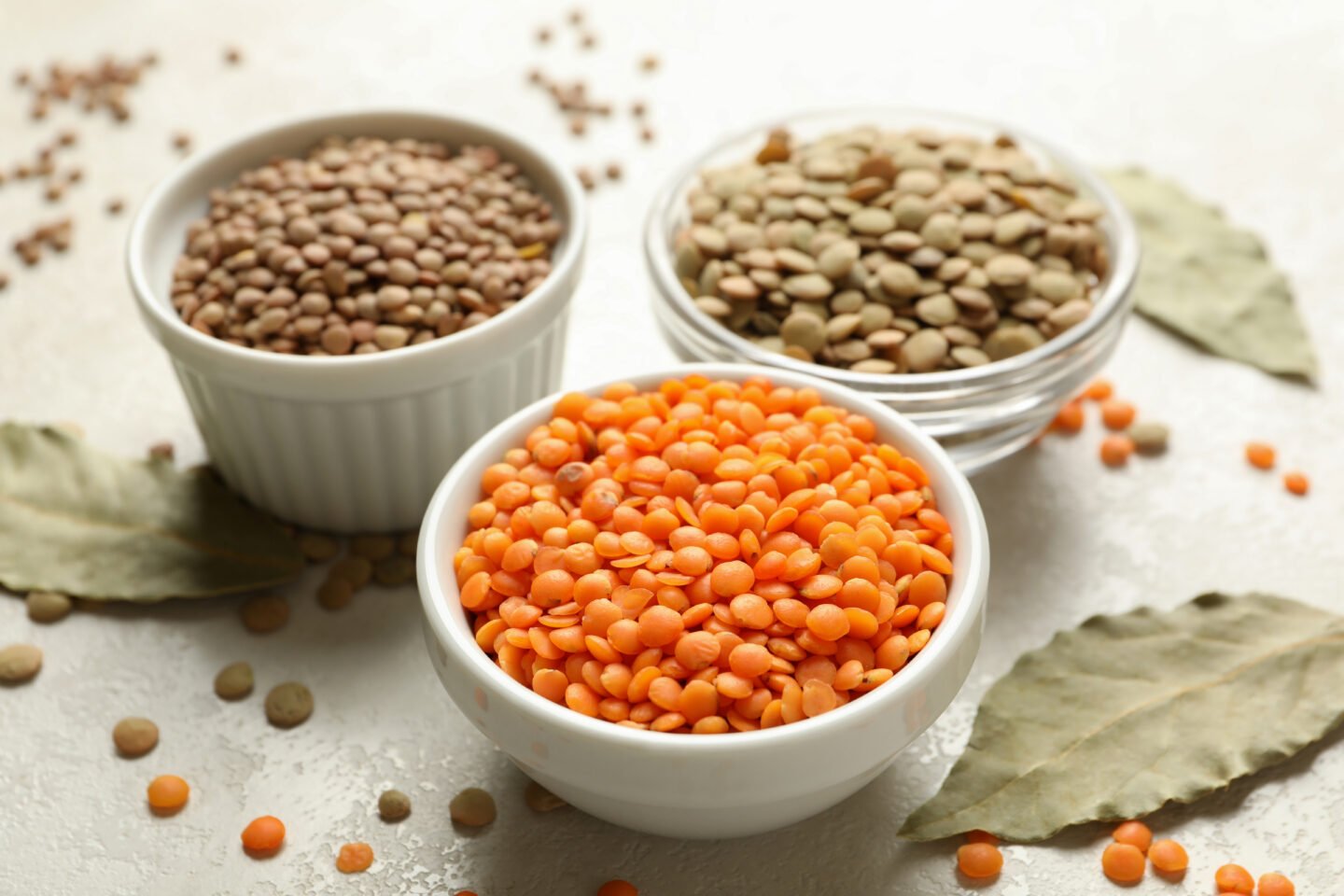 Bowls with different lentils