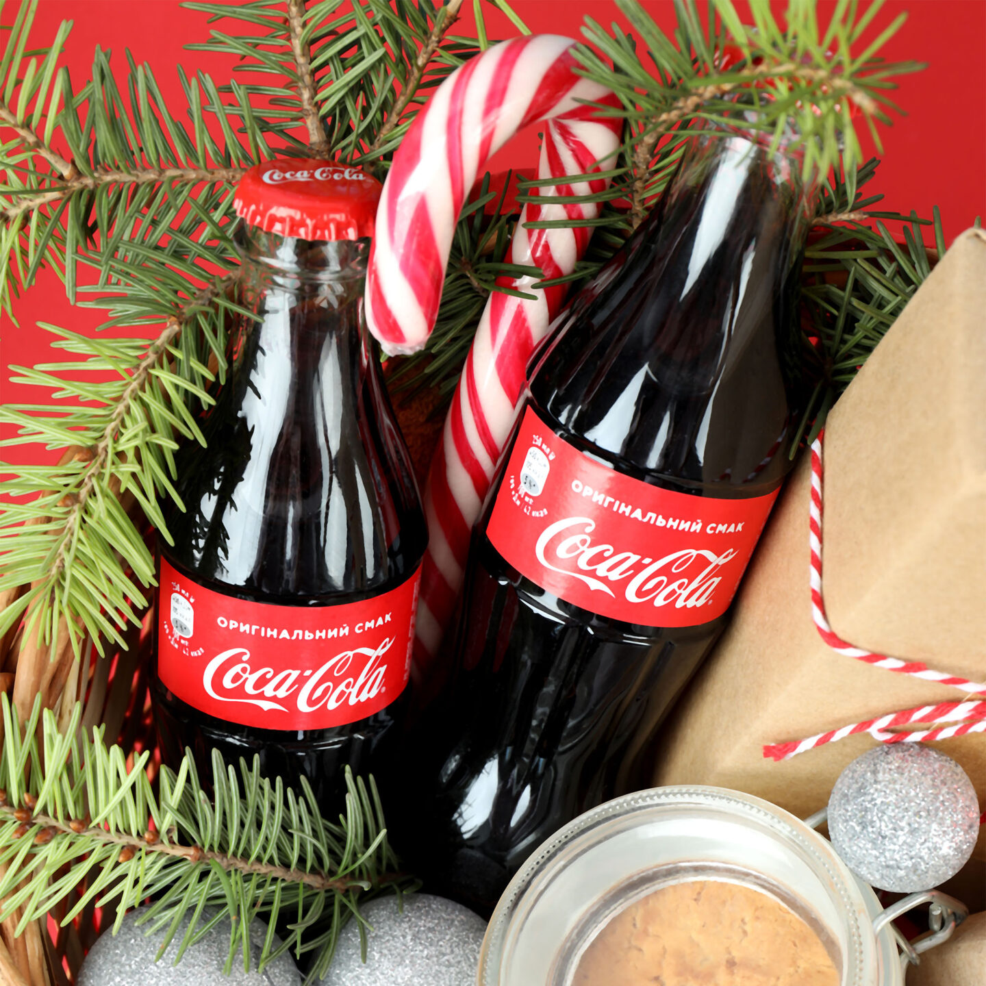 coca cola bottles in a gift basket