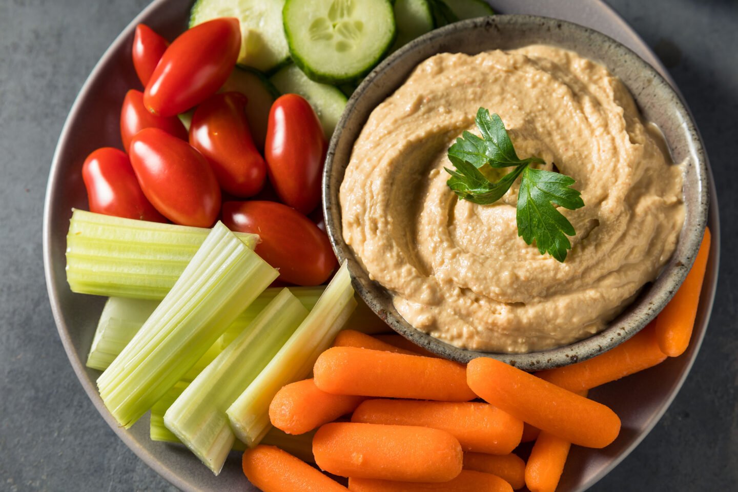 Healthy Homemade Veggie Hummus Plate