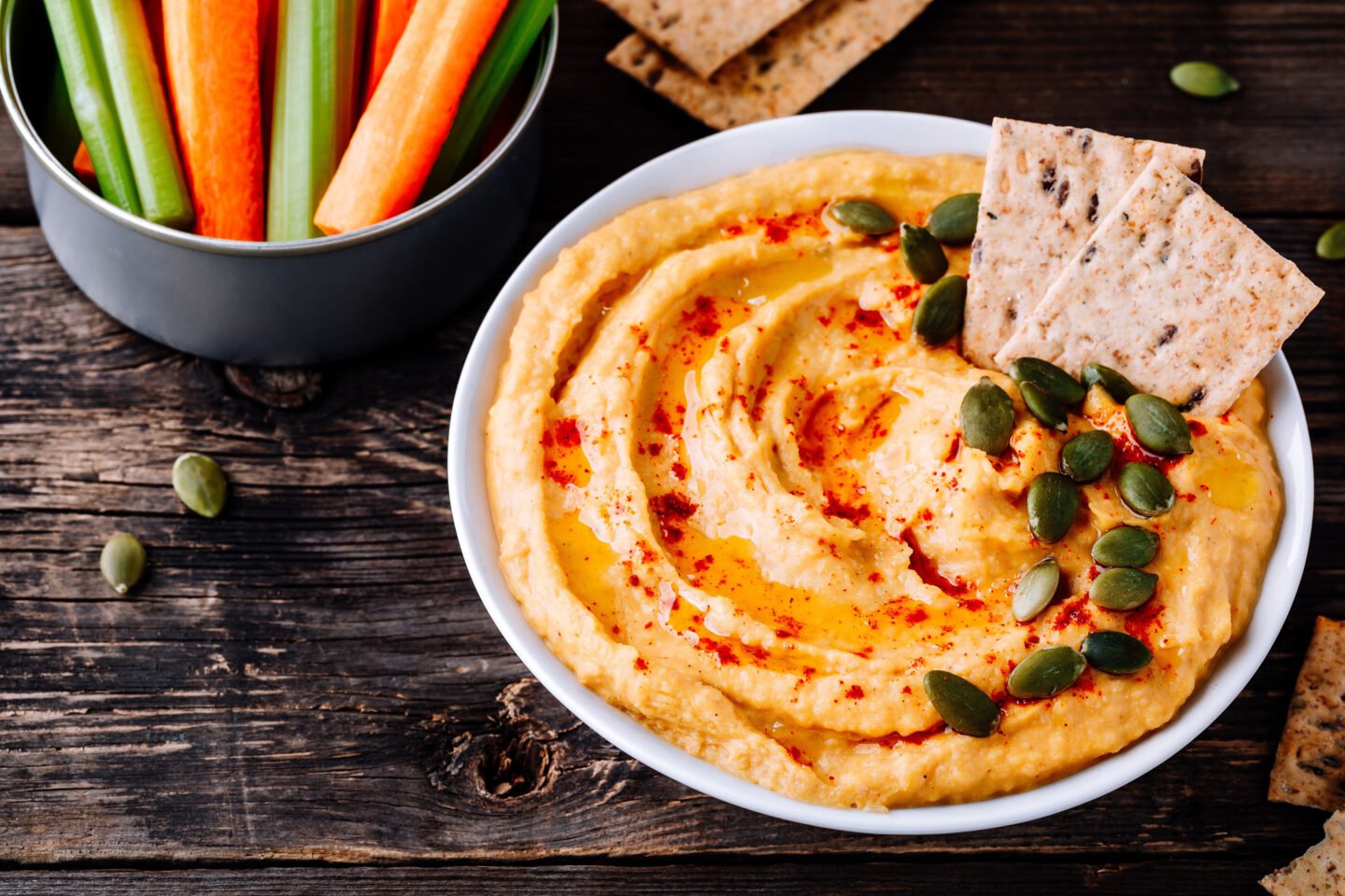 homemade savory pumpkin hummus