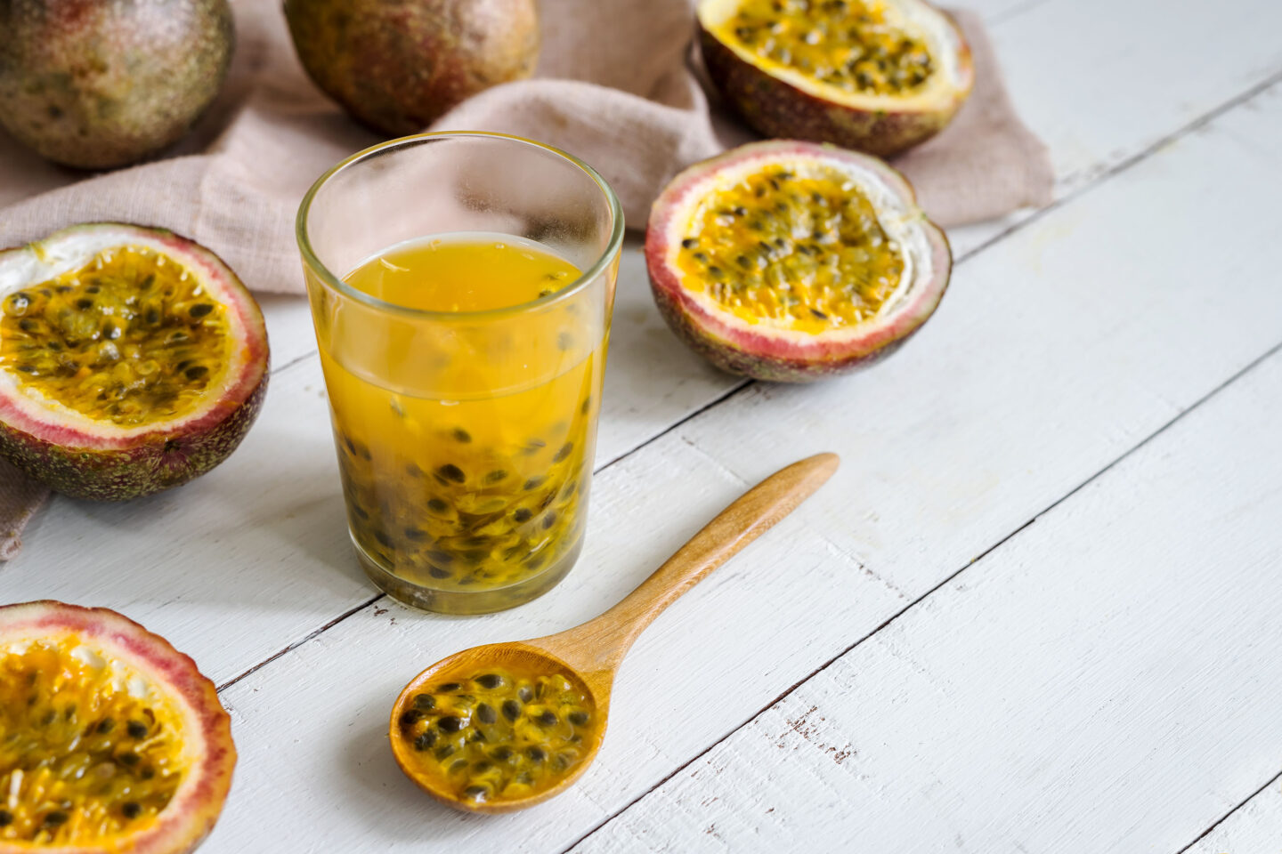 passion fruit juice and fruits