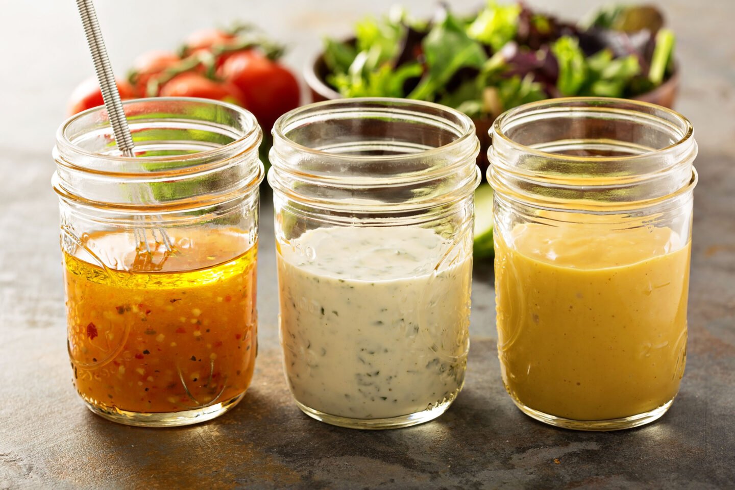 variety of sauces and salad dressings