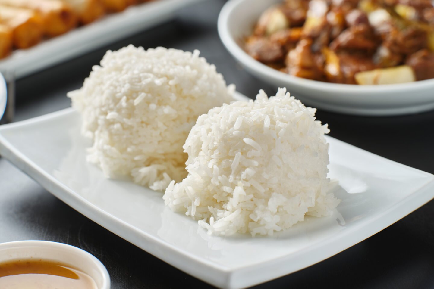 cooked white rice side dish