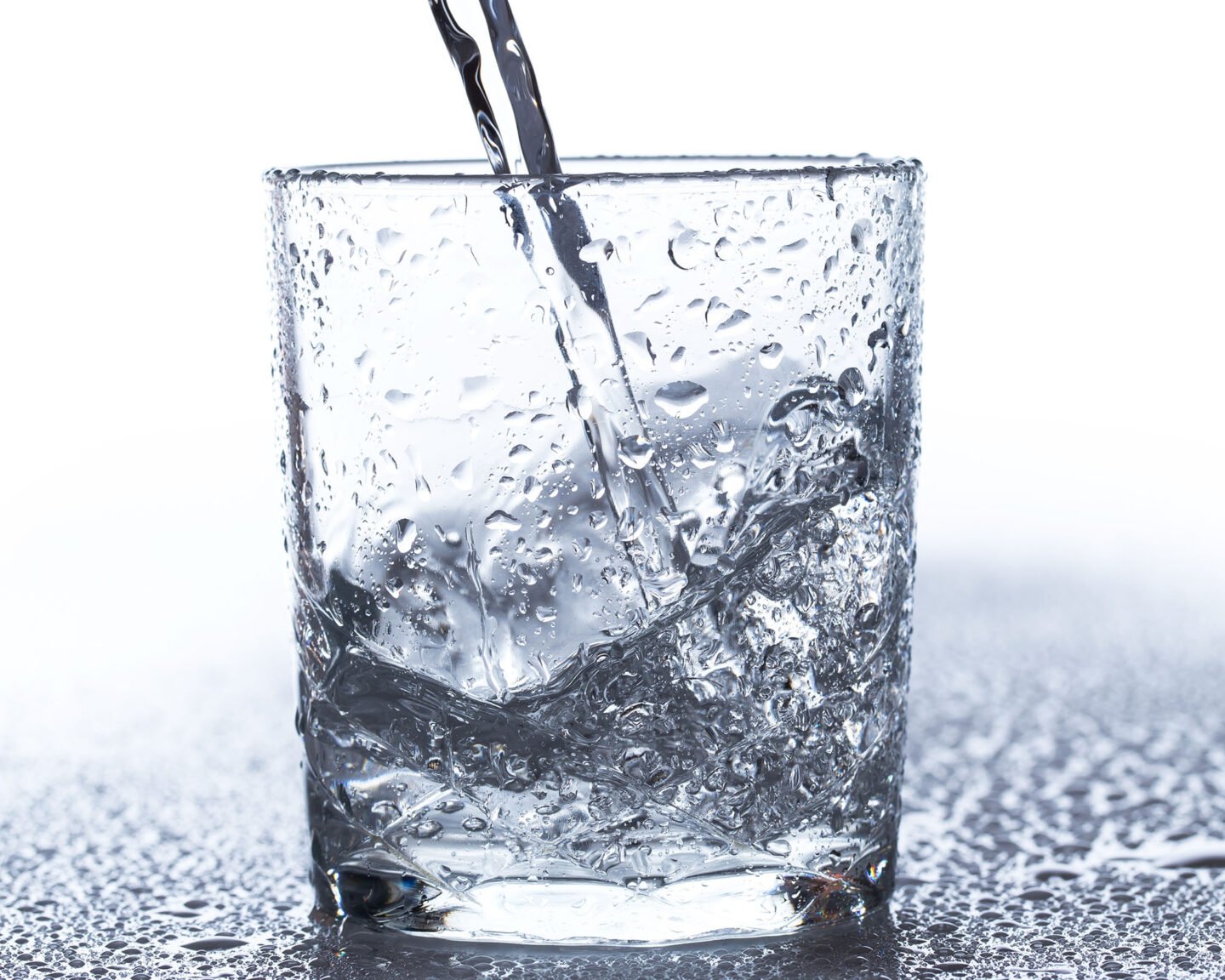 glass of water on the table