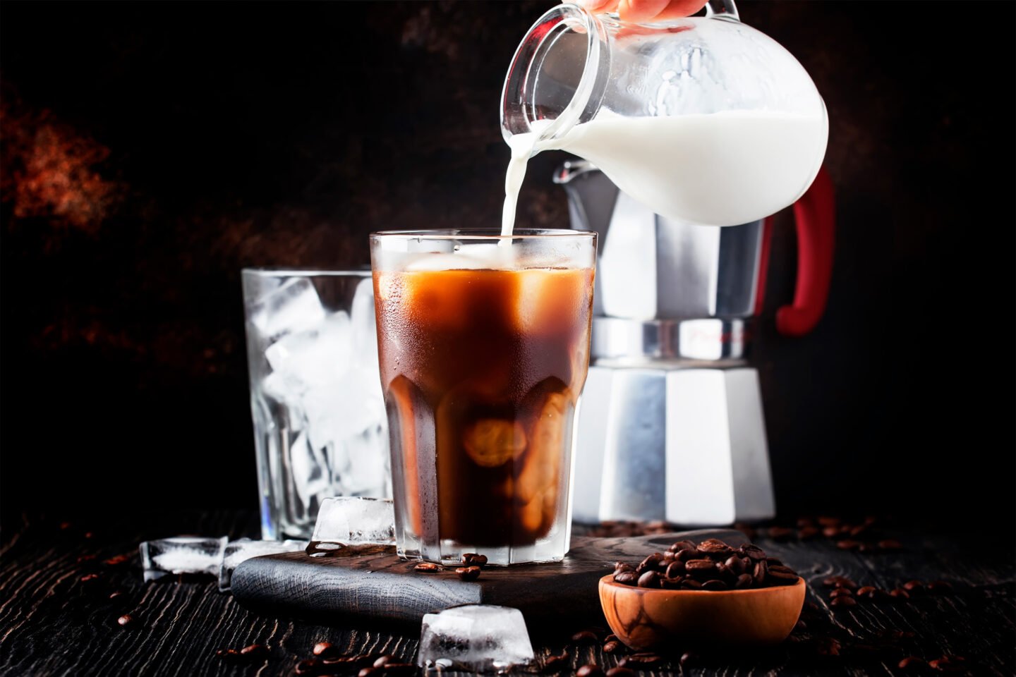 summer cold coffee with ice and milk