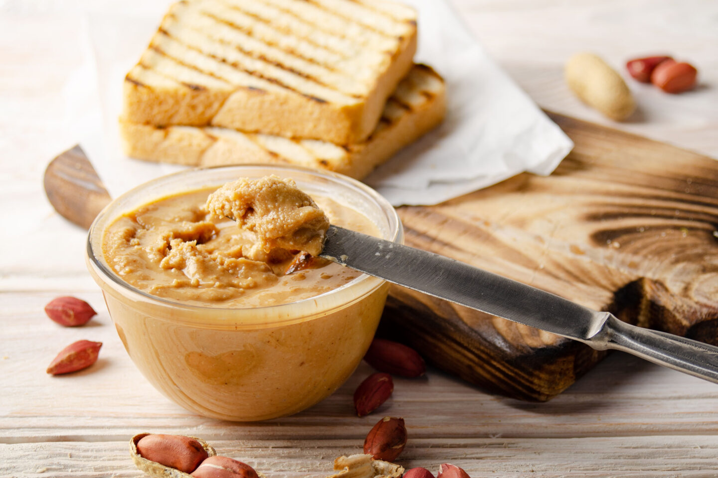 glass bowl with peanut butter