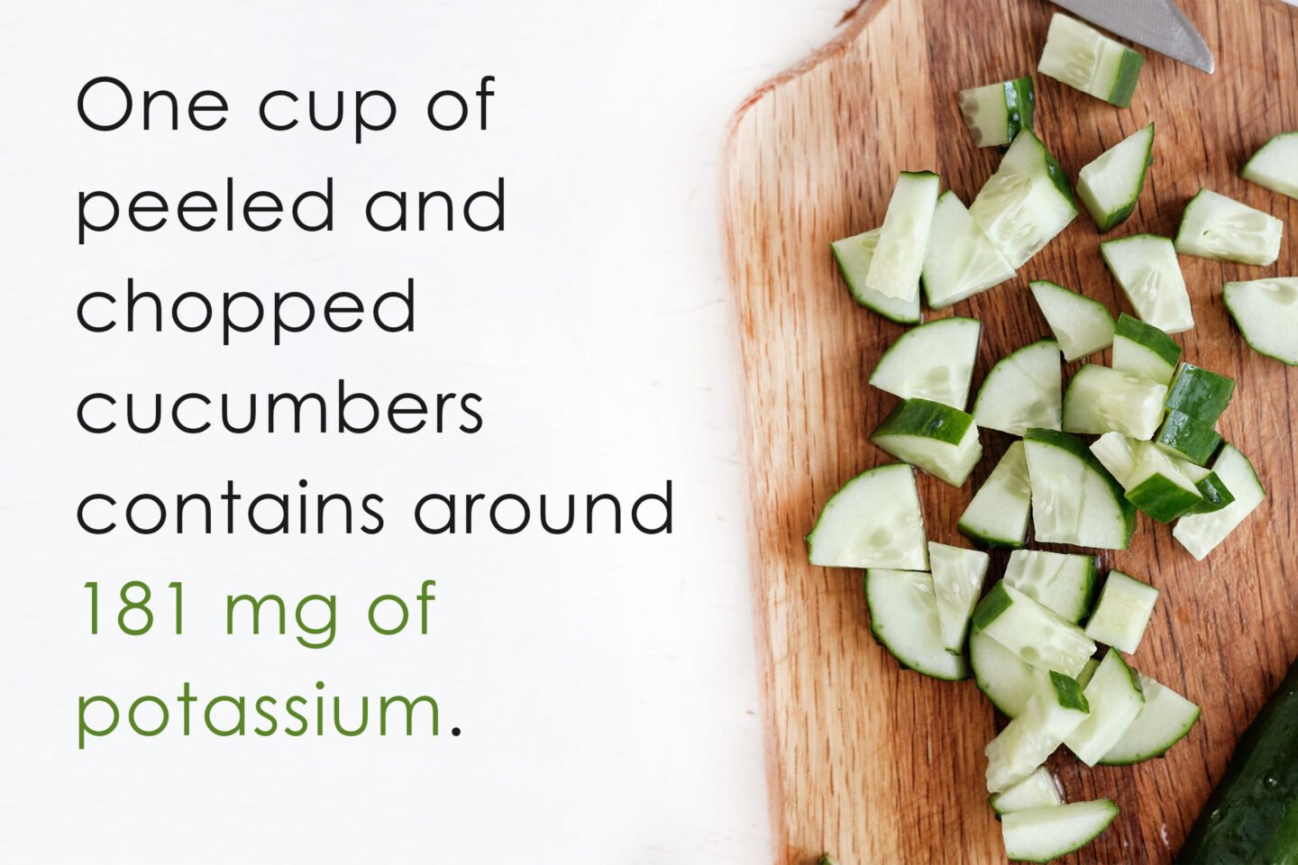 potassium in a cup of chopped cucumbers