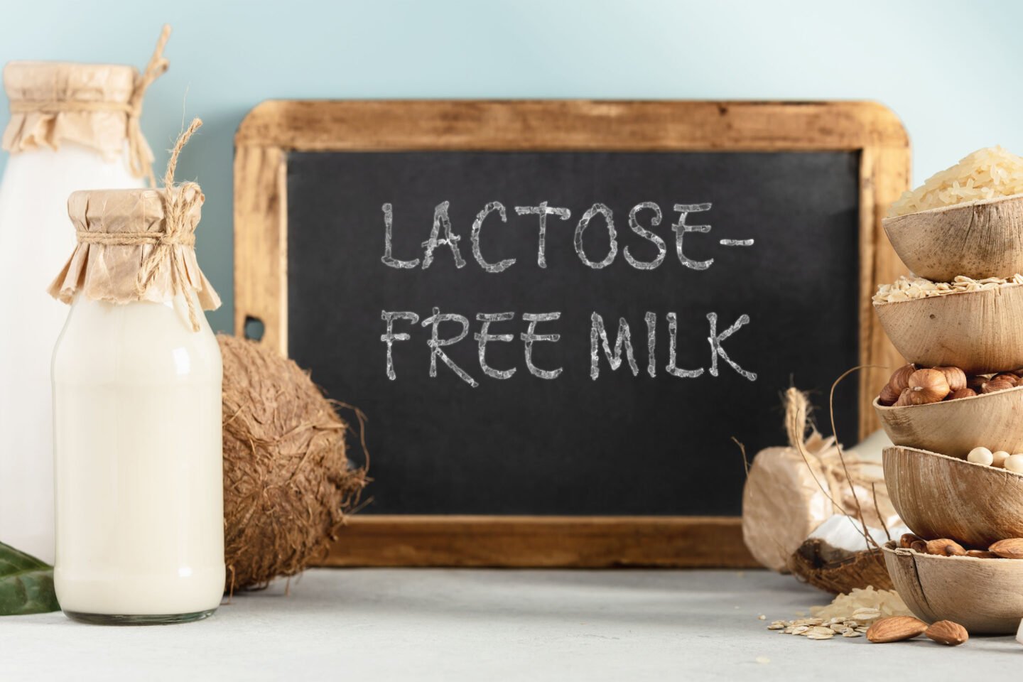 various plant based lactose free milk