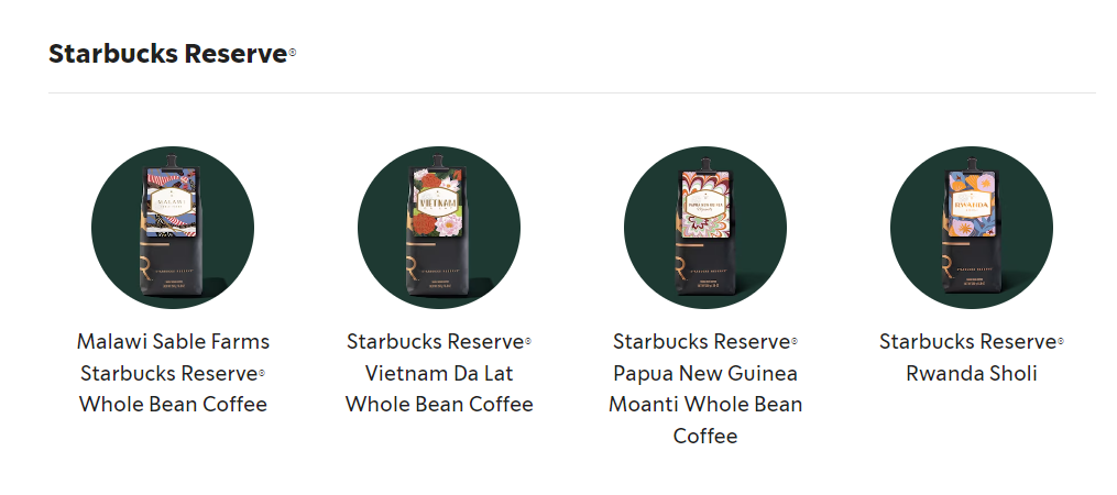 starbucks reserve coffee via website