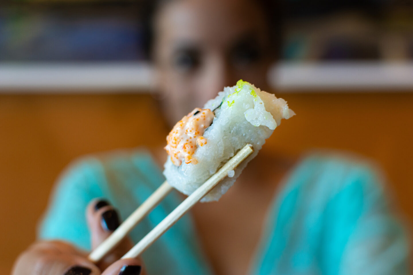 eating sushi sushi rolls