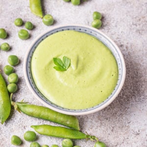 green pea puree in a bowl