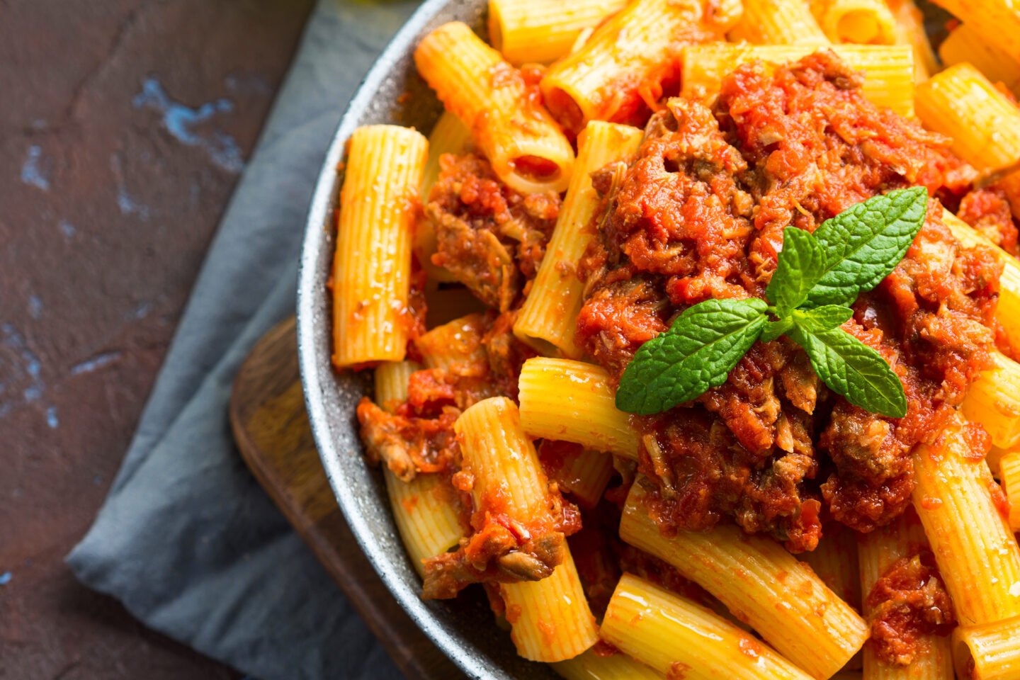 ziti pasta with italian ragu sauce